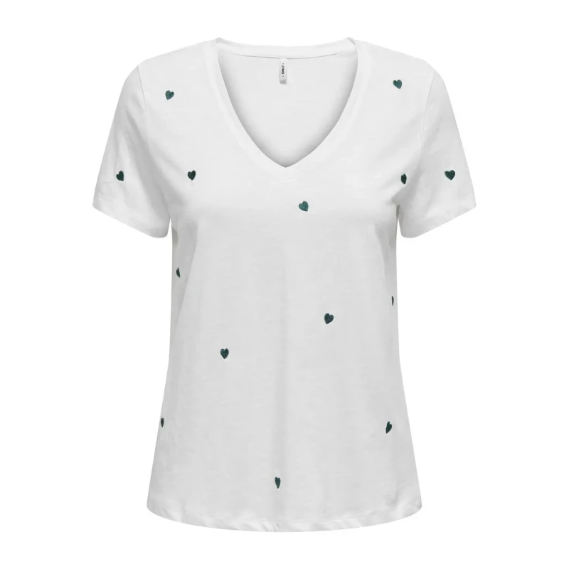 Image of Only Womens v-neck T-Shirt Only Ketty Life Blanc Female L