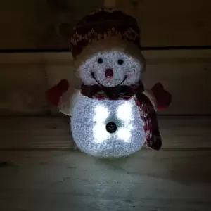 image of 22cm Battery Operated Flashing Bellied Snowman with Red Hat And Red Scarf