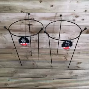 Image of 2 Pack of Tom Chambers Cottage Heavy Duty Black Metal Steel Herbaceous Garden Plant Support Ring 60cm x 35cm