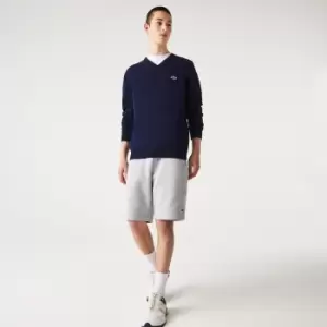 Image of Lacoste Mens V-neck Organic Cotton Sweater Size 5 - L Navy Blue