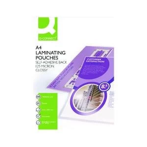 Image of Q-Connect A4 Sticky-Backed Laminating Pouches 250 Micron Pack of 25