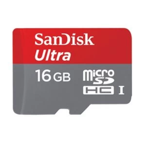 image of SanDisk 16GB Ultra microSDHC Card & Adpt