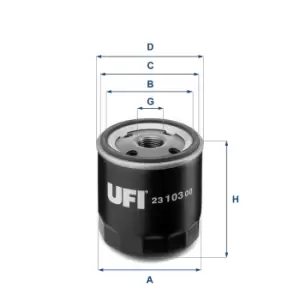 image of UFI 23.103.00 Oil Filter Oil Spin-On