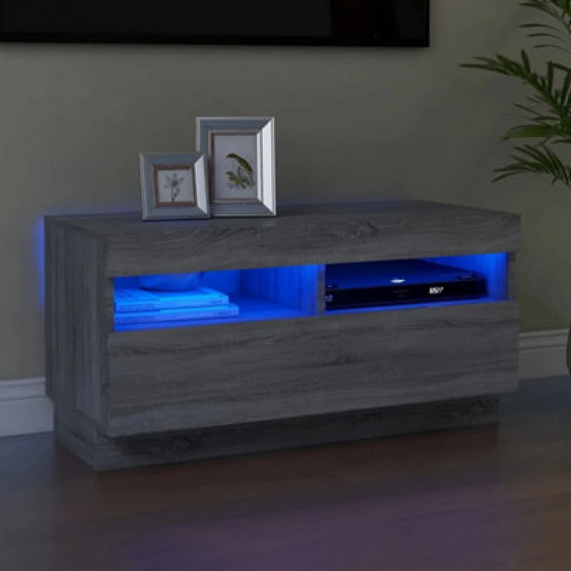 Image of VIDAXL TV Cabinet with LED Lights Grey Sonoma 80x35x40cm Vidaxl 8720286977958