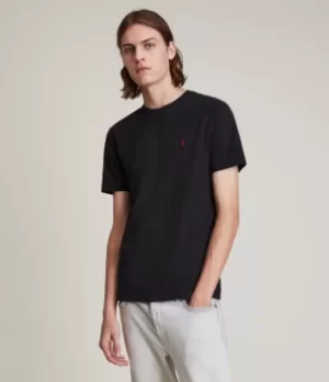 Image of AllSaints Mens Brace Contrast Crew T-Shirt, Washed Black, Size: M