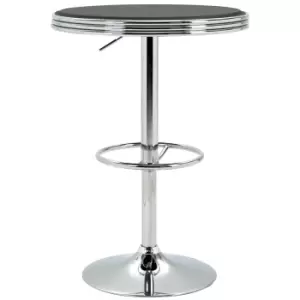 image of HOMCOM Round Height Adjustable Pub Table Counter Bar Table with Faux Leather Tabletop and Adjustable Footrest for Dining Room, Home Bar