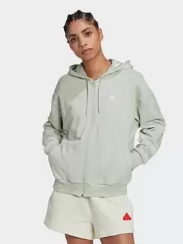 Image of adidas Essentials Multi-colored Logo Full-zip Loose Fit Hoodie, Green Size XL Women