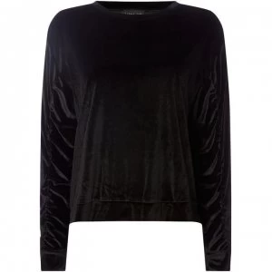 image of Label Lab Ruched sleeve velvet sweat - Black