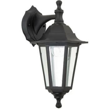 Image of Endon Bayswater - 1 Light Outdoor Wall Lantern Clear Glass, Black Polypropylene IP44, E27
