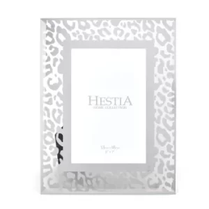 Image of Hestia Photo Frame Silver Leopard Print 5" x 7"