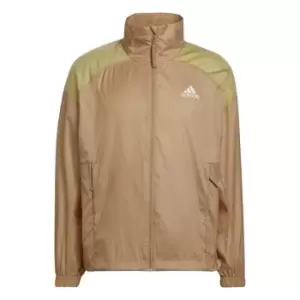 image of adidas Traveer Wind Jacket Mens - Beige Tone / Pulse Lime