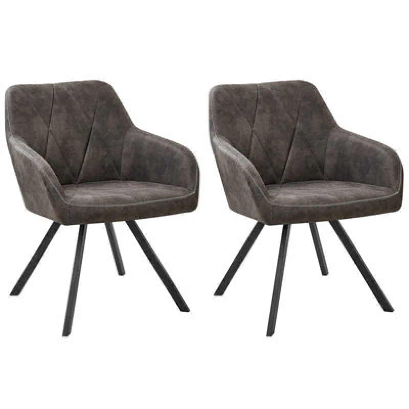 Image of Beliani Set Of 2 Dining Chairs Monee Fabric Dark Grey