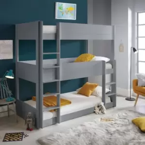 image of Snowdon Three Tier Bunk Bed Grey With Pocket Sprung Mattresses