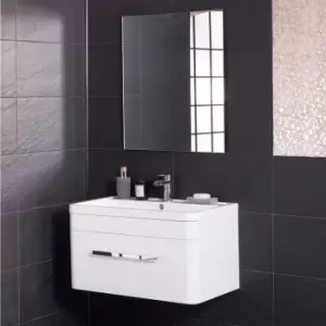 image of Homely White 800mm Wall Hung Vanity Unit & Basin with FREE Mirror