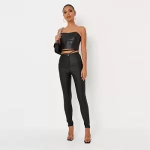 Missguided Coated Vice Strap Waist Skinny - Black