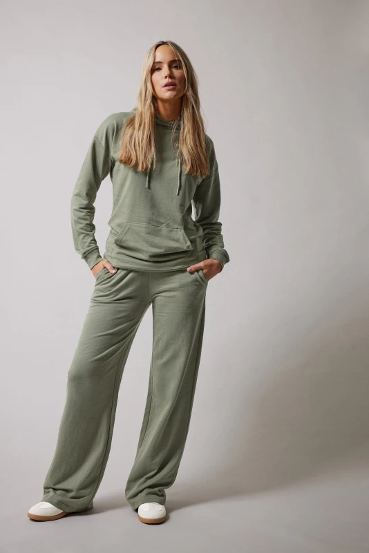 Image of Long Tall Sally Womens Tall Wide Leg Joggers in Green Size: 16XL Green Female 16XL