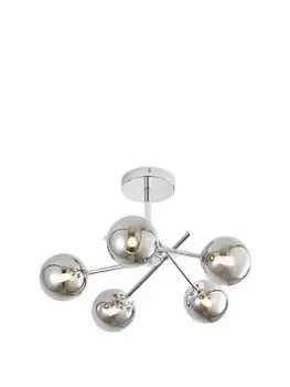 image of Spa Lindos 5 Light Ceiling Light Smoke Glass and Chrome