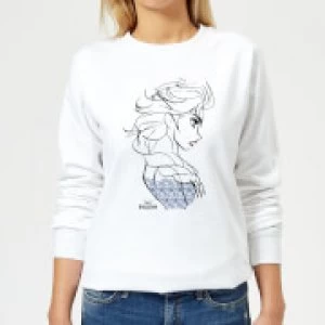 image of Disney Frozen Elsa Sketch Strong Womens Sweatshirt - White