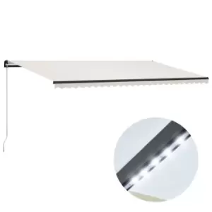 image of Vidaxl Manual Retractable Awning With LED 600X300 Cm Cream