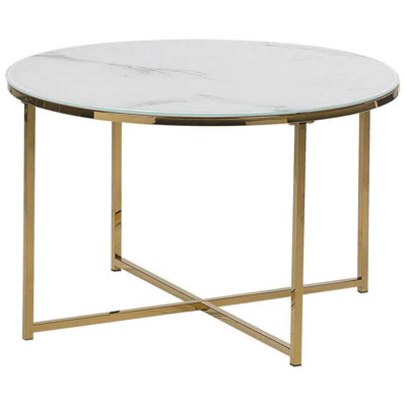 Image of Beliani Coffee Table Quincy Tempered Glass Marble/ Gold