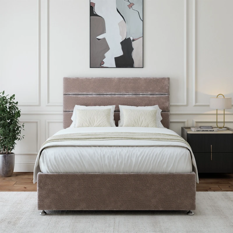 Image of Bedmaster Bedmaster Chenille Divan Base And Square Headboard in Silver Size: King Silver King Unisex 9501647755328