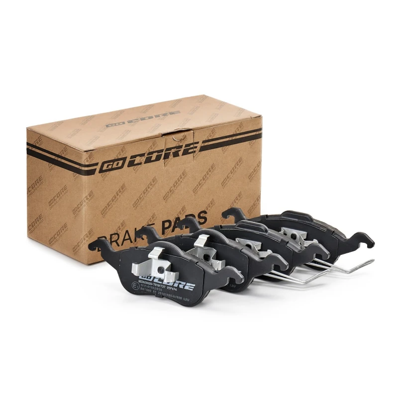 Image of goCORE GCD020020 Brake pad set Front Axle, not prepared for wear warning indicator, with spring, with anti-squeak plate Brake Pad Set,disc brake (402