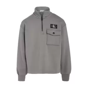 Image of Calvin Klein Jeans Half-Zip Fleece Workwear Popover - Grey