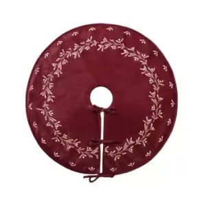 image of Ivyline Ruby Velvet Mistletoe Tree Skirt D80Cm