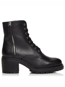 Image of Dune London Paiton Chunky Leather Lace Up Ankle Boot - Black, Size 7, Women