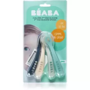 image of Beaba Silicone Spoon Set of 4 2nd age silicone spoon spoon for Kids Drizzle 4 pc