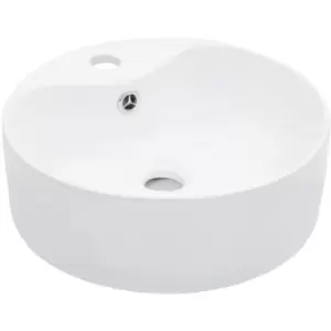 Image of Wash Basin with Overflow 36x13cm Ceramic White vidaXL - White