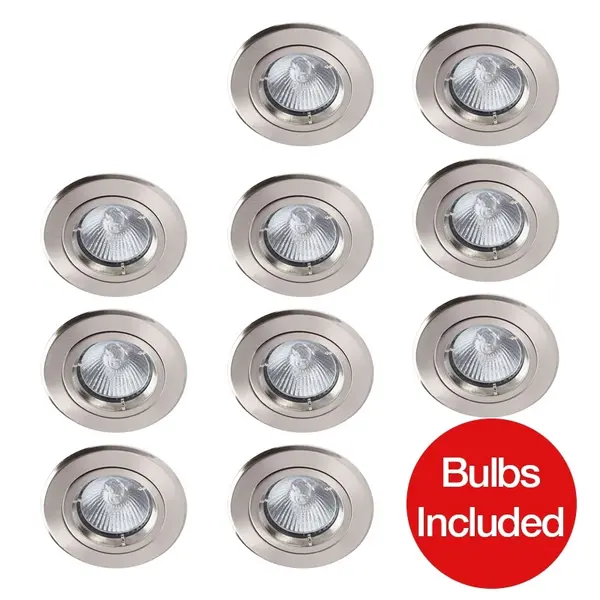 image of Robus Robus Fire Rated LED Fixed Downlight - Brushed Chrome - Pack of 10