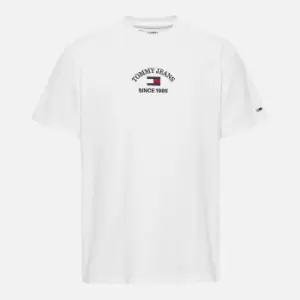 Image of Tommy Jeans Mens Timeless Logo T-Shirt - White - XL