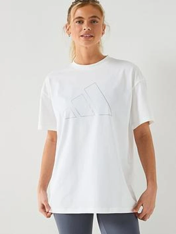 Image of Womens oversized T-Shirt adidas Power Essentials Workout Logo Blanc Female XS