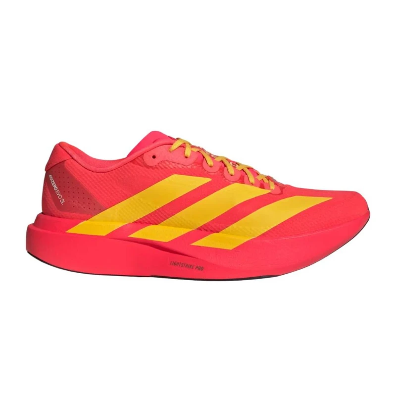 Image of Adidas Adizero Evo SL Woven Shoes Red Yellow SS26, Size UK 10
