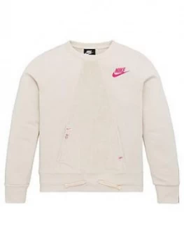 image of Nike Sportswear Older Girls Heritage Crew Neck Sweat - Cream