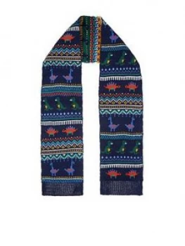 image of Monsoon Boys Dino Clay Fairisle Novelty Scarf - Multi