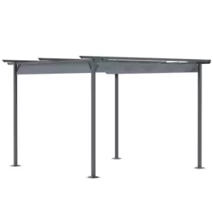 image of Outsunny 3.5X3.5M Pergola Metal Gazebo Backyard Porch Awning Retractable Canopy - Grey