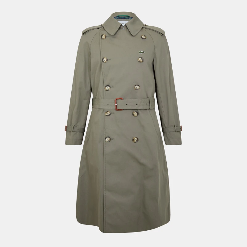 Image of Lacoste Mens Water-Resistant Double-Breasted Belted Trench Coat Tank male XS