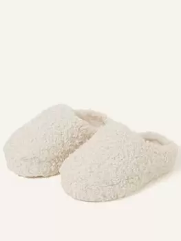 Image of Accessorize Borg Platform Mule, White, Size L, Women