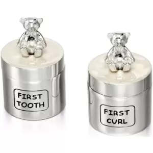 image of Childrens D For Diamond Silver Plated Tooth Box and Curl Box