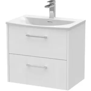 image of Hudson Reed Juno Wall Hung 2-Drawer Vanity Unit with Basin 4 600mm Wide - White Ash