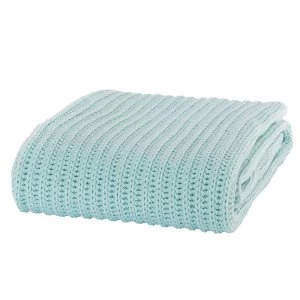 Image of Catherine Lansfield Chunky Knit Throw - Duck Egg