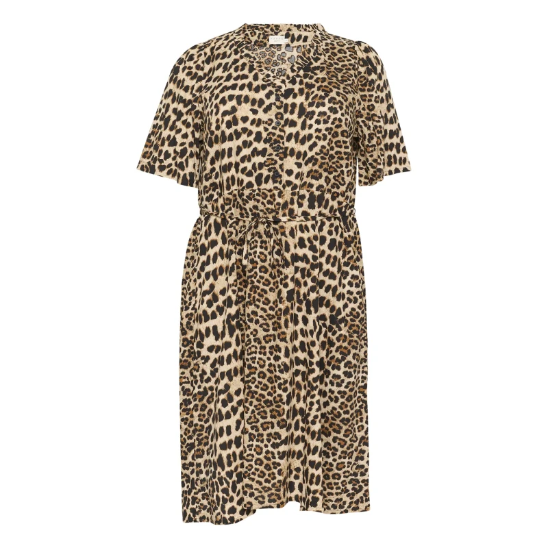 Image of KAFFE Curve Short dress For Her KAFFE Curve KCArinay Marron Female 52