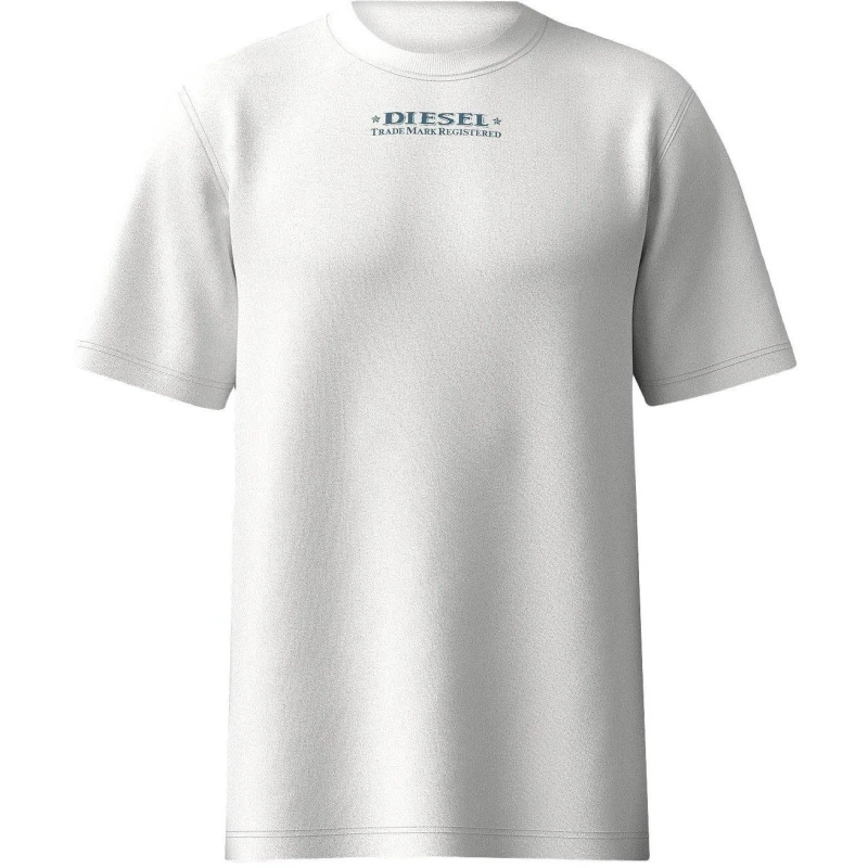 Image of Diesel Mens Upside Down Back Print Regular Fit T-Shirt White male S