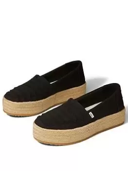 image of TOMS Valencia Flatform Vegan Espadrille - Black, Size 8, Women