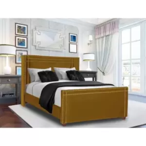 Image of Cubica Bed Double Plush Velvet Mustard