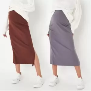 Image of Missguided Rib High Waisted Maternity Midi Skirt 2 Pack - Multi