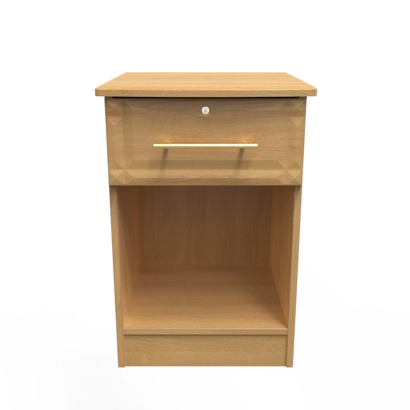 Image of Norfolk 1 Drawer Bedside Cabinet - Lockable In Modern Oak (Ready Assembled)