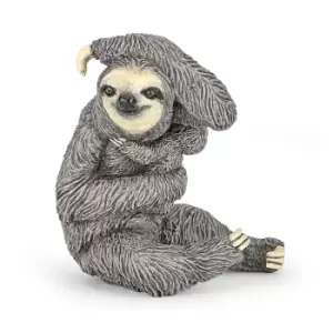 image of Papo Wild Animal Kingdom Sloth Toy Figure, 3 Years or Above, Grey...